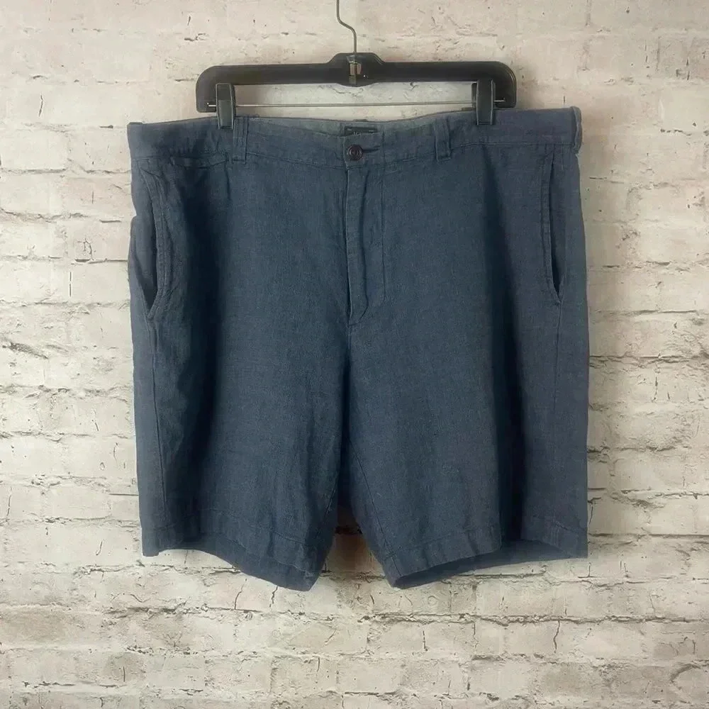 J. Crew Stanton Men's Size 38 Shorts Blue E6139 Linen Cotton Pockets Casual